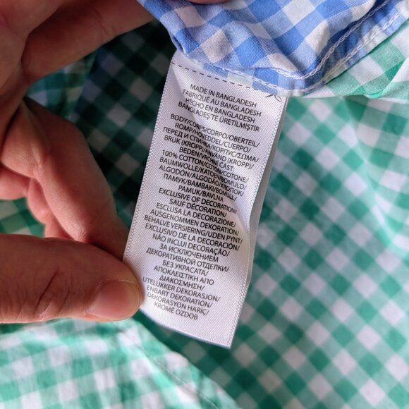 Ralph Lauren Blue Pink Green Striped Onesie and Gingham Plaid Shirt Bundle 9M - Picture 10 of 11